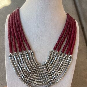 Vintage Boho Western Tubular Brass and Bead Multi Strand Necklace Quality